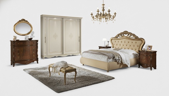 Double bed bedroom bedside table 3 drawers furniture design Mobilificio 3 pcs