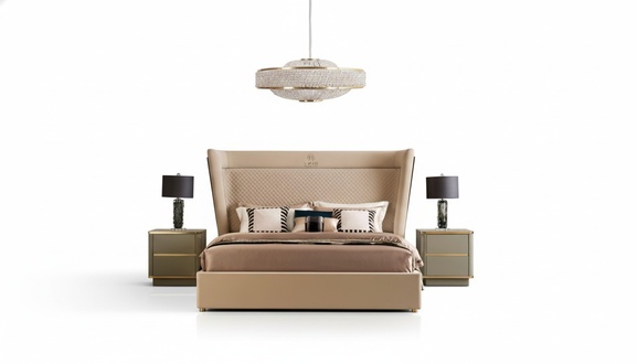 Double Bed Bedroom Hotel Marriage Luxury Bed 2x Bedside Table 3pcs Set Beds New