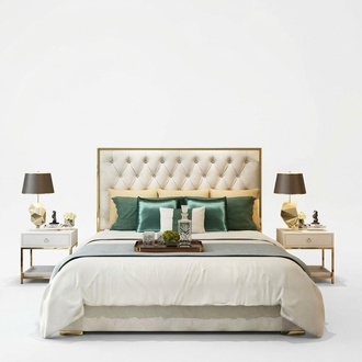 Double bed bedroom hotel marriage luxury bed 2x bedside table 3pcs. Set of beds !
