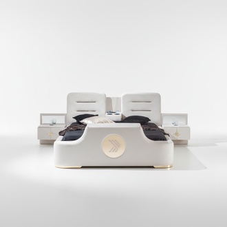 Double Bed Beds Modern Luxury Stool Multifunction Bed Design Velvet