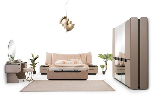 Double Bed Complete Bed Bedroom Modern Beige Set 6 Piece Cabinet