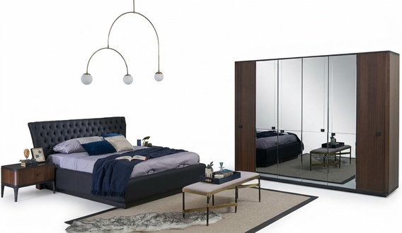 Double bed complete bed frame bed set 4-piece bedroom black