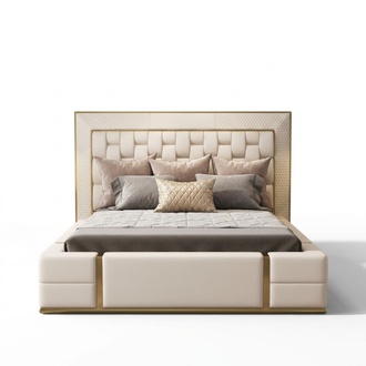 Double bed leather bed beds leather upholstery bedroom 180x200cm