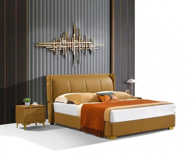 Double Bed Orange Furniture Beds Bedroom Double Bed Beige Hotel Interior