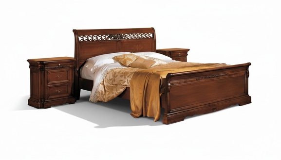 Double bed solid wood bedroom furniture design bed furniture Vaccari cav giovanni