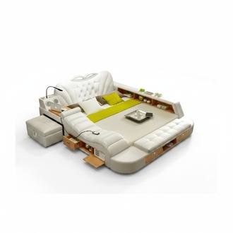 Double Luxury Design Leather Bed Upholstery Beds Modern Hotel Multifunction New