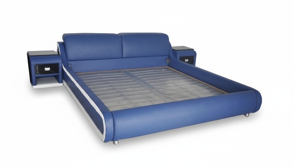 Double Luxury Leather Bed + USB Upholstery Beds Multifunction LB8835