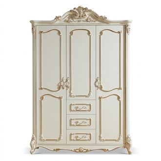 Three Door Wardrobe Cabinet White Baroque Rococo Wardrobes Wood