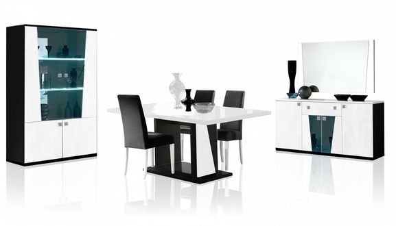 Modern style gloss set of sideboard with swing doors & massive wall mirror, italian collection