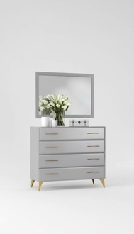 Chest of drawers mirror bedroom wood modern design luxury new grey