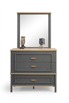 Set of chest of drawers with mirror wooden bedroom gray set console table