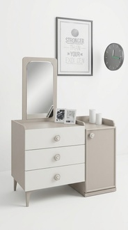 Chest of Drawers with Mirror Children\'s Room Modern Furniture Wood Design Youth Room White New