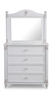 Chest of Drawers with Mirror Children\'s Wardrobe Girls Youth Room White Furniture