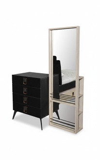 Chest of drawers with mirror youth room black furniture wood shelf chests of drawers new