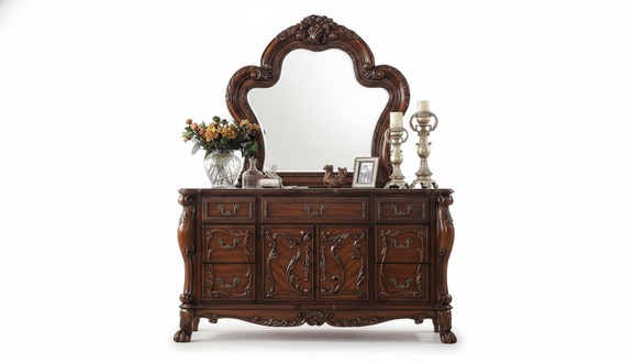 Dresser with Mirror Chests of Drawers Cupboard Noble Buffet Baroque Rococo Wooden New