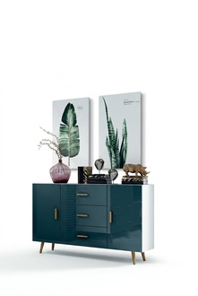 Chests of Drawers Living Room Cabinet 140cm XL Low Boards Modern Wood Chest of Drawers Sideboard