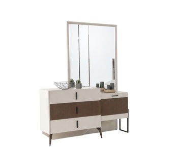 Dressing table Vanity mirror wood beige console