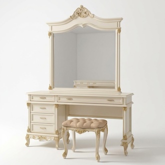 Dressing Table with Mirror Luxury Console Chest of Drawers Bedroom Baroque Rococo Real Wood