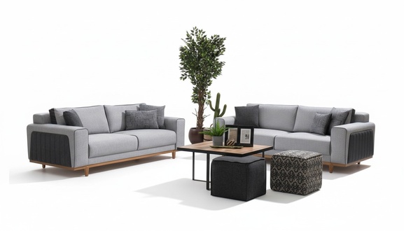 Fabric loveseat couch upholstered comfortable fabric 2-seater sofa bench.