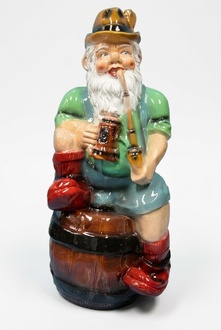 Decor figure designed as a dwarf with beer, barrel & smoking pipe 92cm