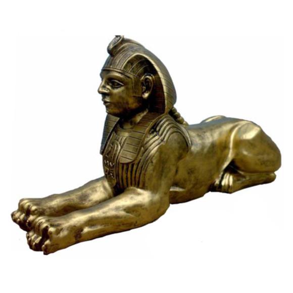 Full golden colored ancient egyptian decorative figure of sphinx 40cm