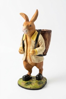 Decorative sculpture designed as a rabbit with a basket 77cm height