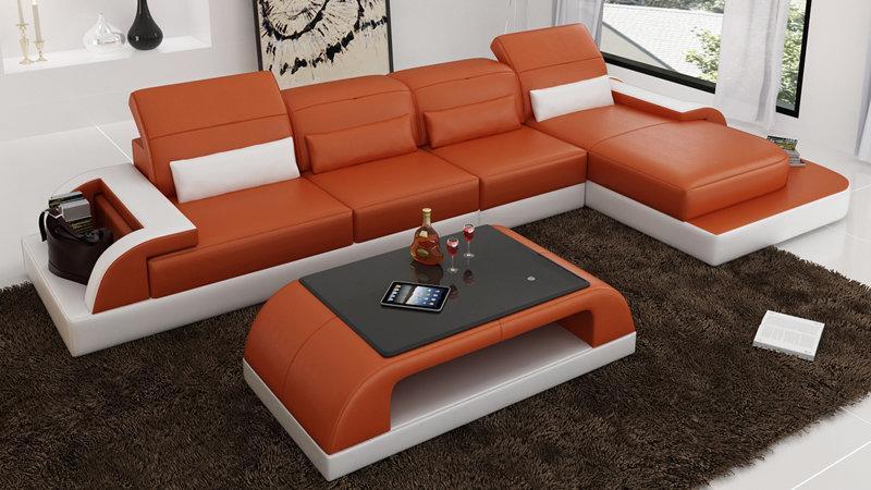Leather sofa couch living room corner sofa corner set design modern sofa L6012C