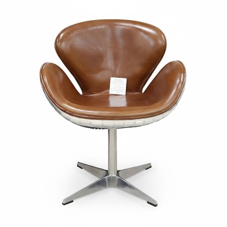 Eggchair leather brown metal wing chair Egg Chair aviator club armchair new silver