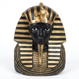Ancient egyptian Ramses II decorative sculpture in golden black stripes 67cm