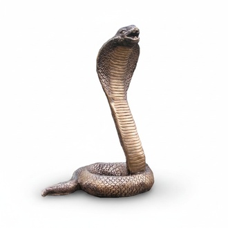 Decorative sculpture designed as a light golden ancient egyptian cobra 30cm