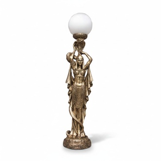 Golden lighting sculpture designed as an ancient egyptian decorative figure 74cm