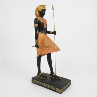Ancient egyptian decorative black golden sculpture of guard woman 130cm