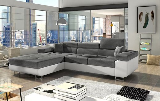 Corner sofa L-shape design upholstery textile bed function fabric sofa couches On Stock