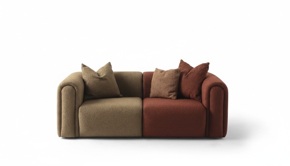 Elegant 3-seater sofa made of fabric in multicolor.