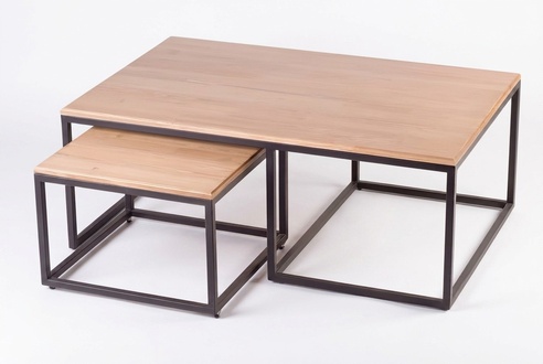 Elegant beige wooden coffee table in a modern style.