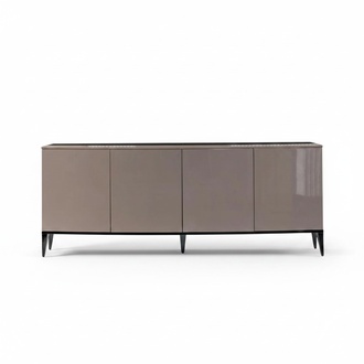 Elegant beige wooden sideboard in classic design.