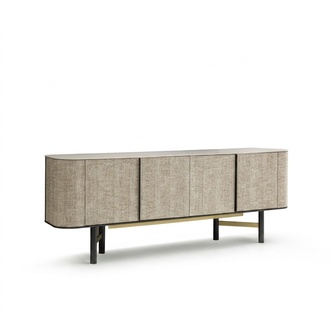 Elegant beige wooden sideboard in modern style.