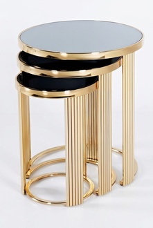 Elegant black side table made of stainless steel in a modern design.
