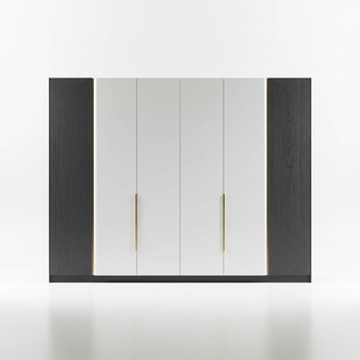Elegant black wooden wardrobe in modern design.