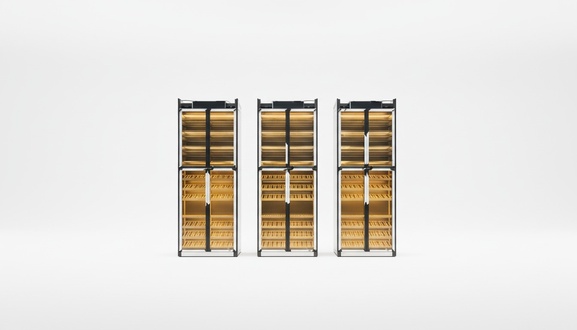 Elegant black wine cabinet made of stainless steel with
