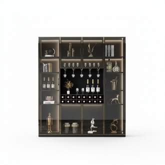 Elegant black wine cabinet with dual zone temperature control