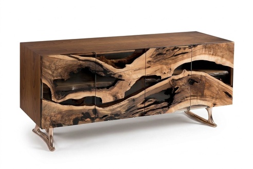 Elegant brown wooden console in a timeless design.