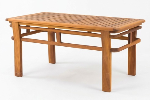 Elegant brown wooden dining table for a modern home.