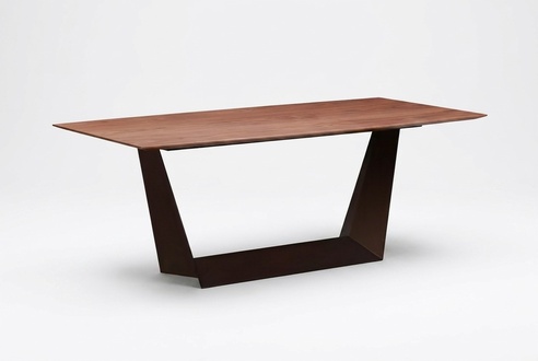 Elegant brown wooden dining table for a modern home.