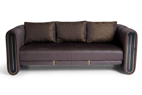 Elegant brown fabric sofa for the study in a modern style.