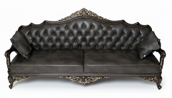 Elegant brown leather sofa for a modern living room.