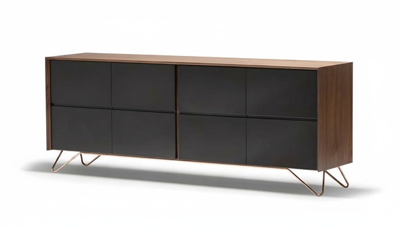 Elegant brown wooden console in a timeless design for the living room.