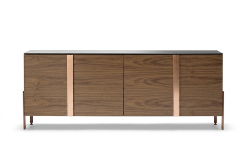 Elegant brown wooden console in a stylish design.