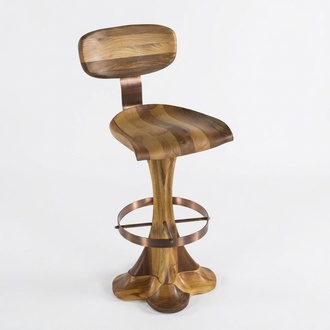Elegant brown wooden stool for living and dining rooms.