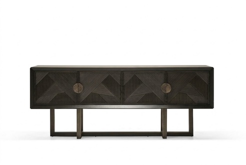Elegant brown wooden TV lowboard, modern and functional.